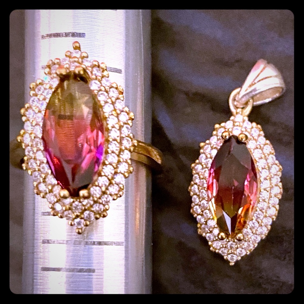 Maquis and micro pave .925 stamped set